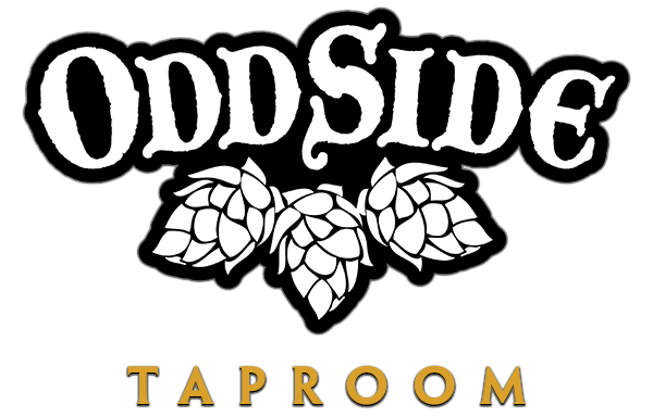 Logo of Odd Side Ales featuring the brand name and hop illustrations.